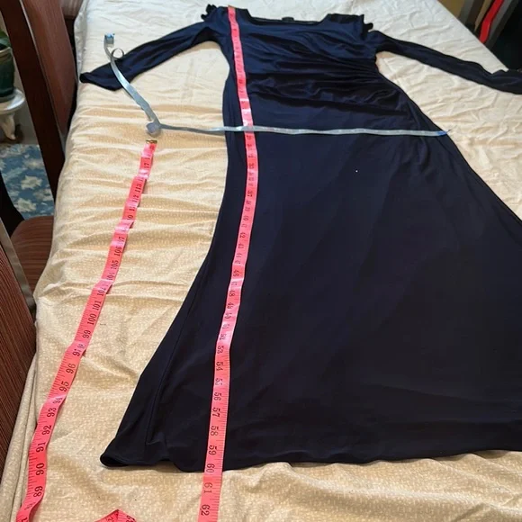 Elegant Navy Blue Long Sleeve Dress - Picture 10 of 16